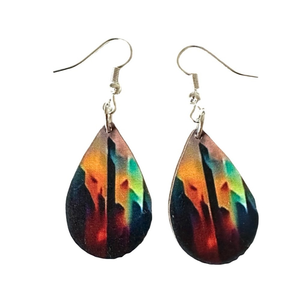 ⭐️ 5 for $25 Bohemian Wood Abstract Teardrop Hoop Earrings